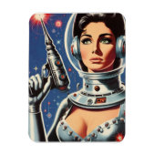 ヴィンテージSF宇宙飛行士の女性 マグネット (縦)