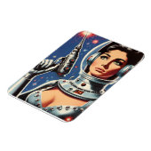ヴィンテージSF宇宙飛行士の女性 マグネット (左側)