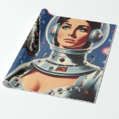 ヴィンテージSF宇宙飛行士の女性 ラッピングペーパー (アンロールド)