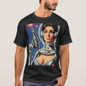 ヴィンテージSF宇宙飛行士の女性 Tシャツ (正面)