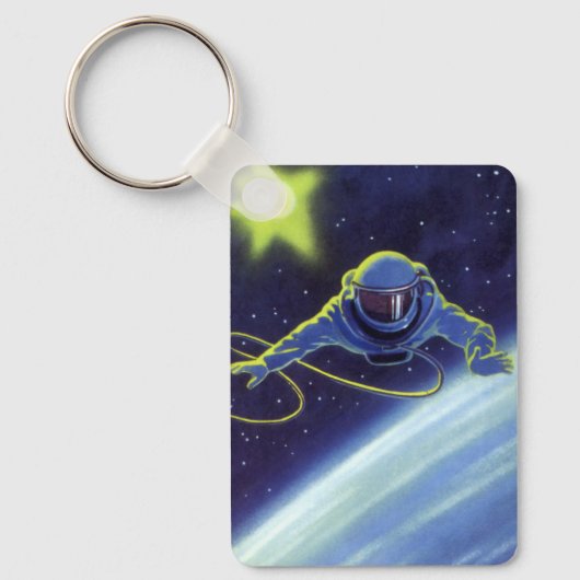 ヴィンテージSF宇宙飛行士の宇宙ウォーク キーホルダー (正面)