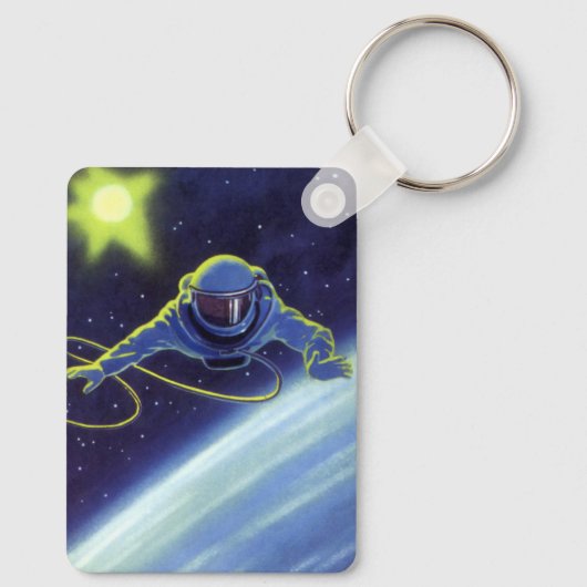 ヴィンテージSF宇宙飛行士の宇宙ウォーク キーホルダー (裏面)
