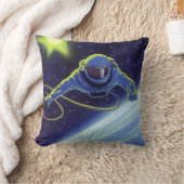 ヴィンテージSF宇宙飛行士の宇宙ウォーク クッション (ブランケット)