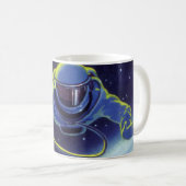 ヴィンテージSF宇宙飛行士の宇宙ウォーク コーヒーマグカップ (正面右)