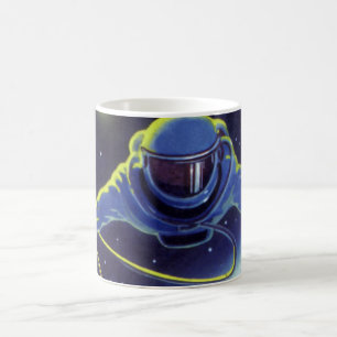ヴィンテージSF宇宙飛行士の宇宙ウォーク コーヒーマグカップ