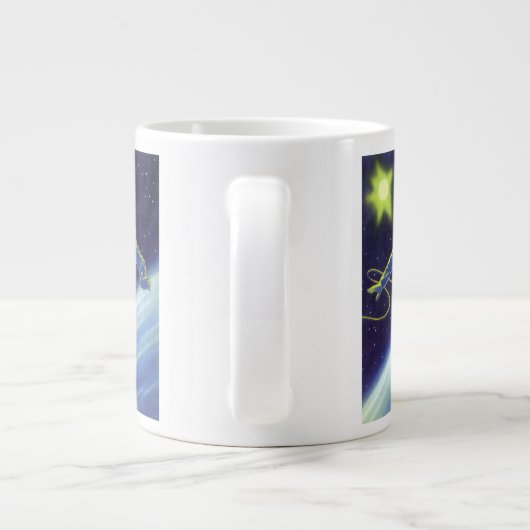 ヴィンテージSF宇宙飛行士の宇宙ウォーク ジャンボコーヒーマグカップ (裏面)