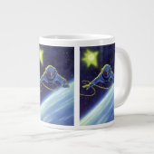 ヴィンテージSF宇宙飛行士の宇宙ウォーク ジャンボコーヒーマグカップ (正面右)