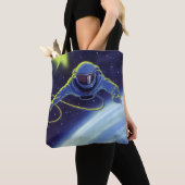 ヴィンテージSF宇宙飛行士の宇宙ウォーク トートバッグ (クローズアップ)