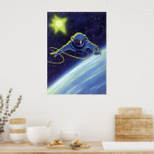 ヴィンテージSF宇宙飛行士の宇宙ウォーク ポスター (キッチン)