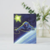 ヴィンテージSF宇宙飛行士の宇宙ウォーク ポストカード (スタンド正面)