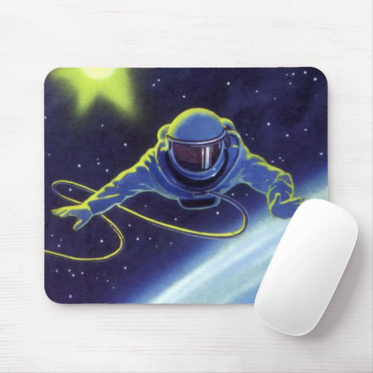 ヴィンテージSF宇宙飛行士の宇宙ウォーク マウスパッド (マウス)