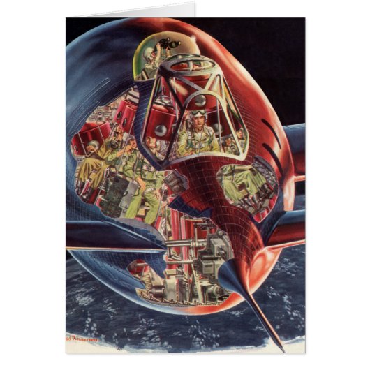 ヴィンテージSF宇宙飛行士ロケット宇宙船 (正面)