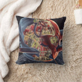 ヴィンテージSF宇宙飛行士ロケット宇宙船 クッション (ブランケット)