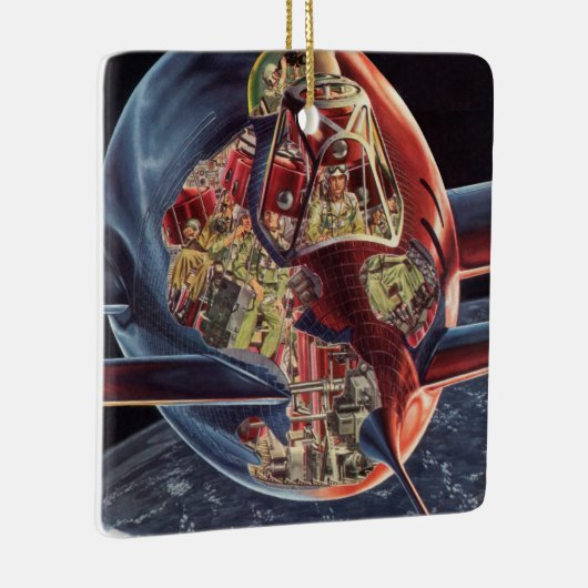 ヴィンテージSF宇宙飛行士ロケット宇宙船 セラミックオーナメント (右)