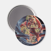 ヴィンテージSF宇宙飛行士ロケット宇宙船 マグネット (正面/裏面)