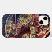 ヴィンテージSF宇宙飛行士ロケット宇宙船 Case-Mate iPhoneケース (裏面 (横))