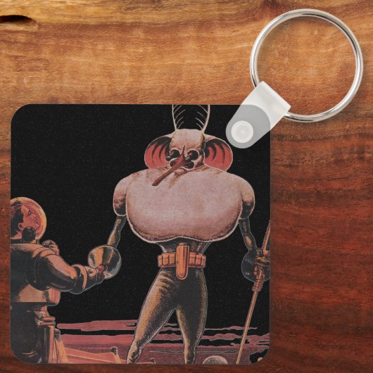 ヴィンテージSF宇宙飛行士握手エイリアン キーホルダー (裏面)