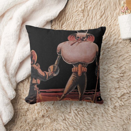 ヴィンテージSF宇宙飛行士握手エイリアン クッション (ブランケット)