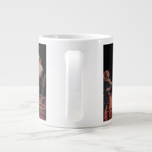 ヴィンテージSF宇宙飛行士握手エイリアン ジャンボコーヒーマグカップ (裏面)