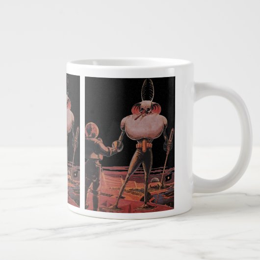 ヴィンテージSF宇宙飛行士握手エイリアン ジャンボコーヒーマグカップ (右)