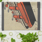 ヴィンテージSF巡航船ヘリコプター キッチンタオル (折り畳み)