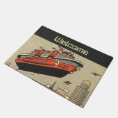 ヴィンテージSF巡航船ヘリコプター ドアマット (アングル)