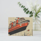 ヴィンテージSF巡航船ヘリコプター ポストカード (スタンド正面)