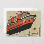 ヴィンテージSF巡航船ヘリコプター ポストカード (正面/裏面)