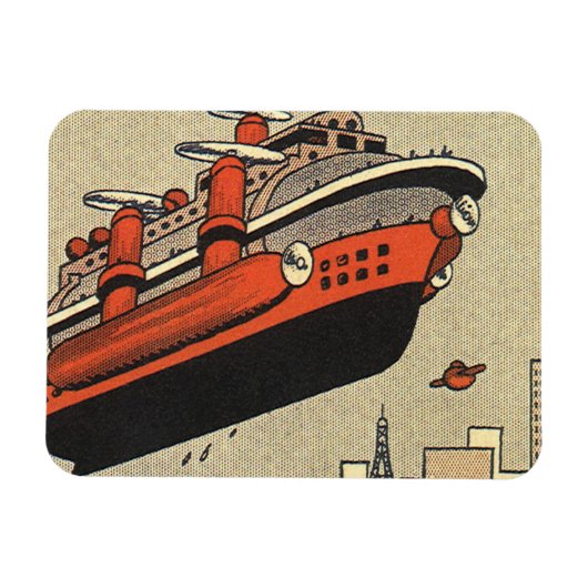 ヴィンテージSF巡航船ヘリコプター マグネット (横)