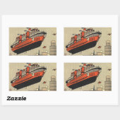 ヴィンテージSF巡航船ヘリコプター 長方形シール (シート)