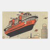 ヴィンテージSF巡航船ヘリコプター 長方形シール (正面)