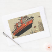 ヴィンテージSF巡航船ヘリコプター 長方形シール (封筒)