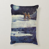 ヴィンテージSF月の宇宙飛行士エイリアン アクセントクッション (裏面(縦))