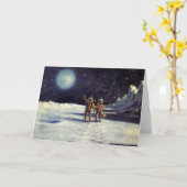 ヴィンテージSF月の宇宙飛行士エイリアン カード (黄色い花)