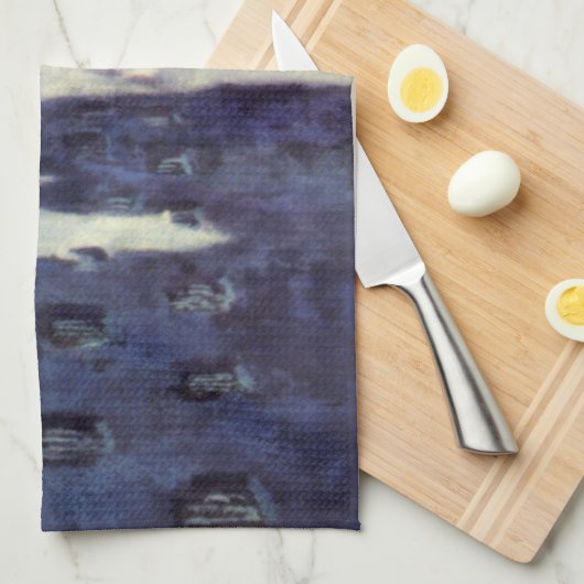 ヴィンテージSF月の宇宙飛行士エイリアン キッチンタオル (四つ折り)