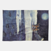 ヴィンテージSF月の宇宙飛行士エイリアン キッチンタオル (横)