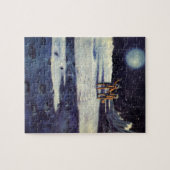 ヴィンテージSF月の宇宙飛行士エイリアン ジグソーパズル (横)