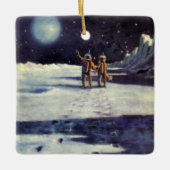 ヴィンテージSF月の宇宙飛行士エイリアン セラミックオーナメント (正面)