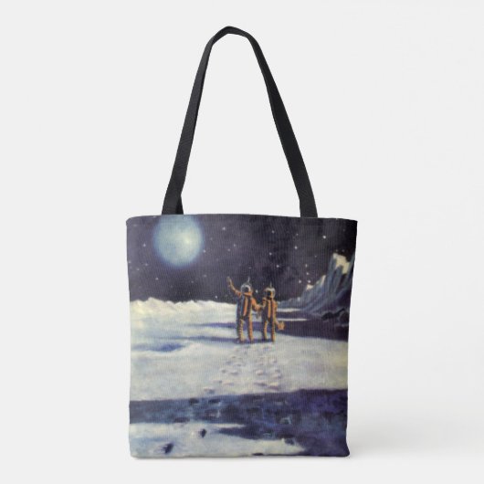 ヴィンテージSF月の宇宙飛行士エイリアン トートバッグ (裏面)