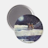 ヴィンテージSF月の宇宙飛行士エイリアン マグネット (正面/裏面)