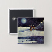 ヴィンテージSF月の宇宙飛行士エイリアン 缶バッジ (正面&裏面)