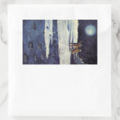 ヴィンテージSF月の宇宙飛行士エイリアン 長方形シール (バッグ)