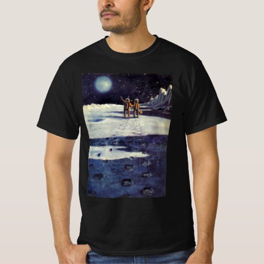 ヴィンテージSF月の宇宙飛行士エイリアン Tシャツ (正面)