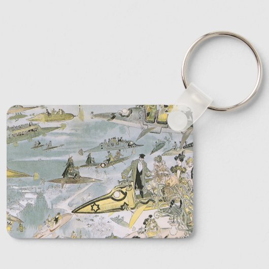 ヴィンテージSF未来型車タクシー キーホルダー (正面)