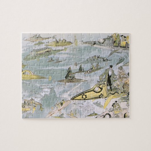 ヴィンテージSF未来型車タクシー ジグソーパズル (横)