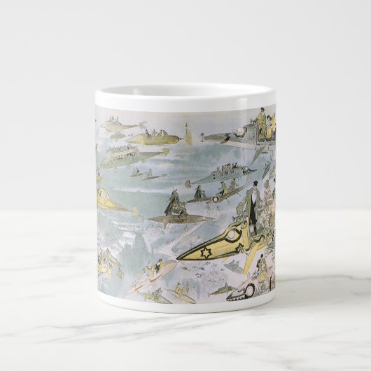 ヴィンテージSF未来型車タクシー ジャンボコーヒーマグカップ (正面)