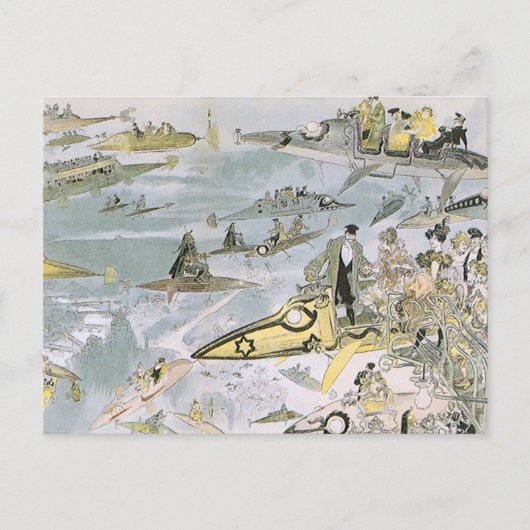 ヴィンテージSF未来型車タクシー ポストカード (正面)