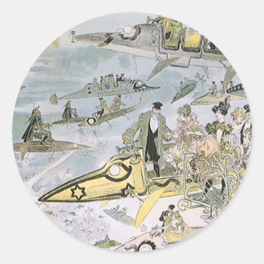 ヴィンテージSF未来型車タクシー ラウンドシール (正面)