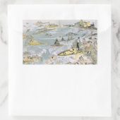 ヴィンテージSF未来型車タクシー 長方形シール (バッグ)