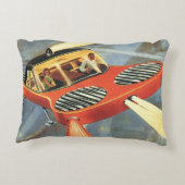 ヴィンテージSF未来型飛んでいる車 アクセントクッション (裏面)
